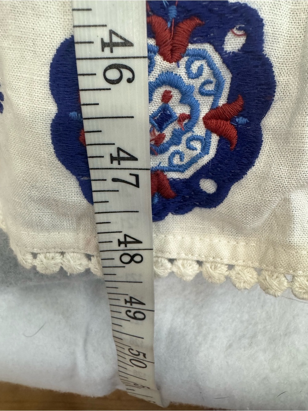 Farm Rio Linen Blend Embroidered Midi White Navy Boho Peasant Artsy Dress XL - Picture 11 of 16